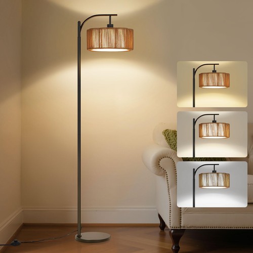 Rattan floor lamp dimmable - rattan,