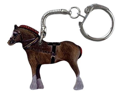 Brown shire horse keyring - shire,
