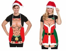His & Hers Sexy Body Xmas Party Apron Novelty Hunk Male Female Naked BBQ Novelty