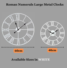 Large Wall Clock Indoor Outdoor Silent Roman Numerals Skeleton Clock Home Garden