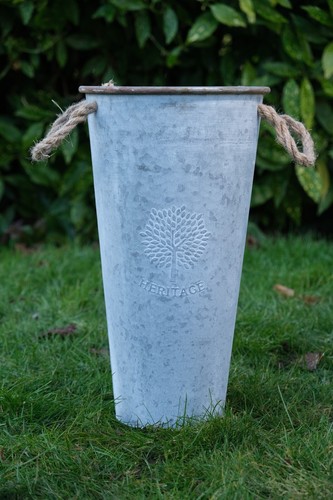 Round zinc tapered vase garden - vase,
