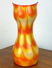 Mid Century Swedish Cased Yellow/Orange Opaque Glass Cat's Head Vase Elme 1970's