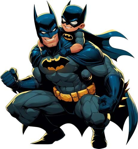 Colourful batman dad son - batman,