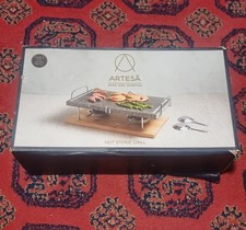Artesa Natural Marble Tabletop Hot Stone Grill with Gel Burners, No Cable Needed