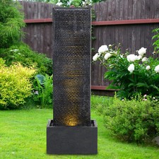 Natural Slate Garden Water Feature Outdoor LED Fountain Waterfall Statue Pump UK