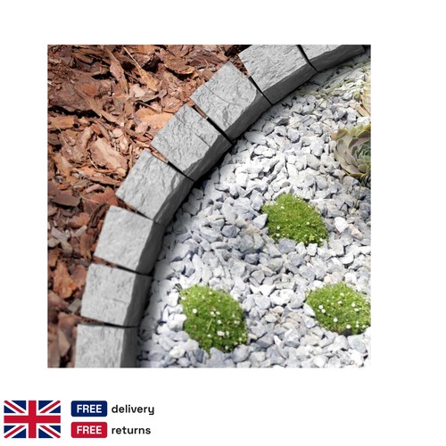 Stone effect lawn edging grey - effect,
