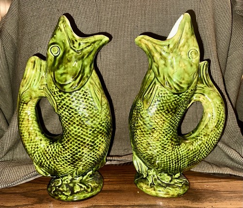 Antique majolica gurgling fish - majolica,