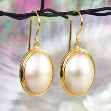 Earrings White Mabe Pearl Oval