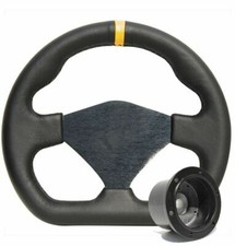 250mm Black Leather Steering Wheel + Boss fits Vauxhall Corsa 85>94