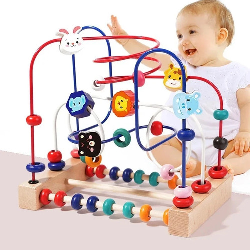 Bead maze colorful - colorful, wooden