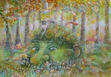 Kay Dawson watercolours  A3 Greyhounds At Heligan WATERCOLOr