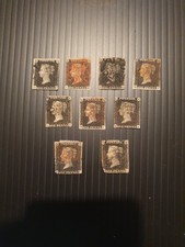 QV 1840 1d blacks x 9 in mixed condition