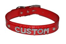 Custom Red Personalised Slave Cum Bondage Collar Submissive Faux Leather UK