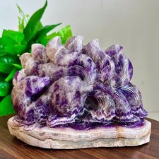 3.19lb Natural amethyst handmade carving art sculpture for spiritual healing
