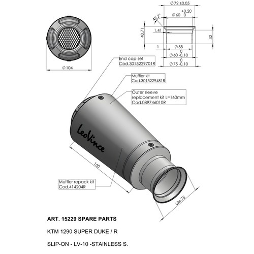 Rear muffler spare part set