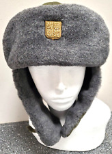 Czech Army Ushanka Winter Trapper Hat Fur Lined Soviet Military Style
