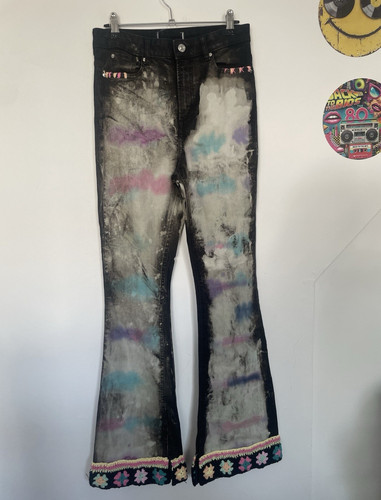 Flared acid wash denim jeans - flared,