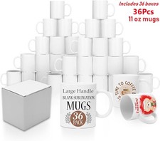 36Packs Sublimation Mugs 11oz White Handle AAA Coated Heat Press + 36 Gift box