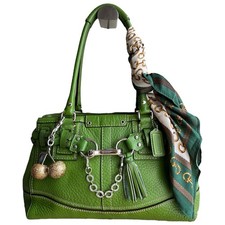 Coach Vintage Hamptons Green Pebbled Leather Shoulder Tote Bag F13084