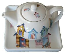 Beach hut ceramic teapot stand