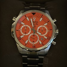 Men’s New Bulova Classic Orange Marine Star Stainless Steel 96B395 Watch (100MM)