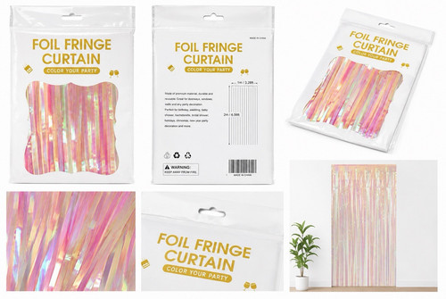 Multicolor foil fringe curtain - fringe,