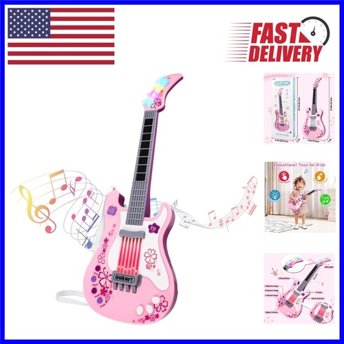 Kids pink guitar with lights - pink,