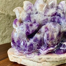 Dreamy Amethyst nine-tailed fox Carving - Hand Carved Crystal Sculpture - 3.2LB