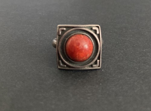 Vintage silver and coral ring