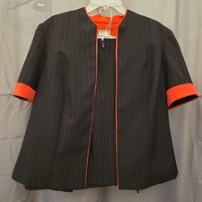 Fashion Bug 3 Piece Skirt & Pant Suit Set Size 18W Black Coral Striped