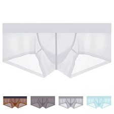 Elastic Men Mesh Mini Boxers Low Waist Bulge Pouch See Through Underwear