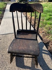 Antique 1872 Little Birdie Victorian Solid Wood Child Rocking Chair Rocker 26"