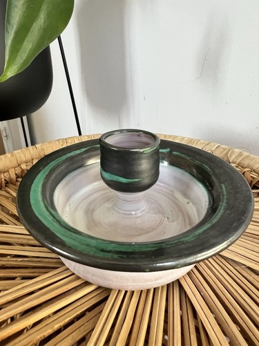 Vintage studio pottery candle - pottery,