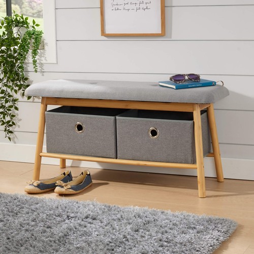 Hallway storage bamboo bench - bamboo,