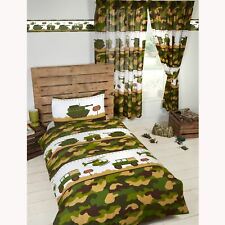 ARMY CAMP CAMOUFLAGE TANKS DUVET COVERS MATCHING CURTAINS WALLPAPER BORDER BOYS