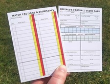 Football Soccer Referee Score Cards Sheets Pad Record - Will fit in a wallet