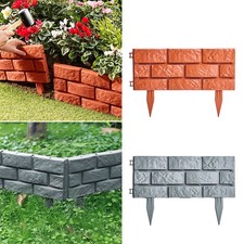 Plastic Brick Effect Garden Edging Hammer-in Lawn Plant Border Outdoor Decor
