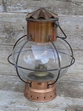 Vintage Hanging or Table Copper & Brass Oil Lantern Nautical Styled
