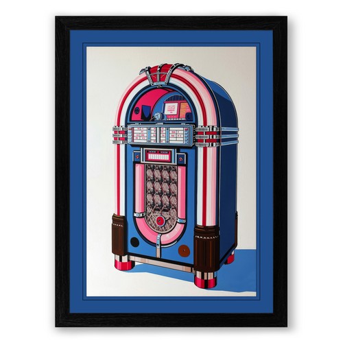 Retro jukebox - retro, framed