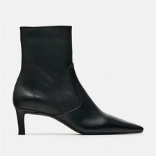 zara black leather ankle boots