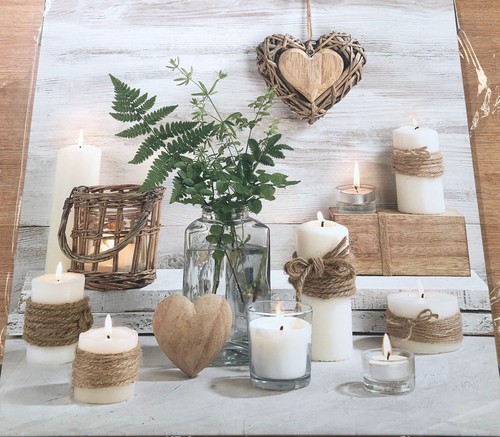 Rustic candle display wall - display,