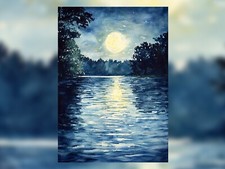 Moonlit Lake Reflection 5"x7"