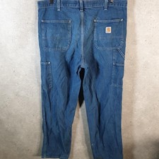 Vintage Carhartt Carpenter Denim Jeans Mens W36 L34 Blue Dungaree Fit Workwear