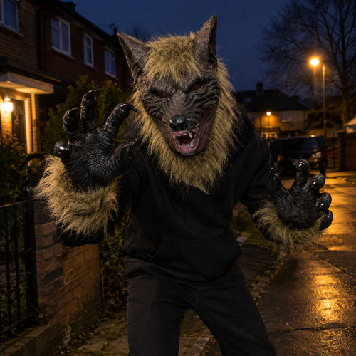 Scary werewolf mask gloves - mask,