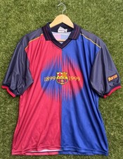 Mens Barcelona Centenary 99/00 Home Shirt Jersey Rivaldo 11 Size Medium