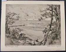 Ralph Fletcher Seymour 1920 Signed Etching "Lake Michigan Surf" 10" X 12 3/4"