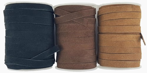 Leather suede cord black - leather,