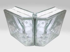 Used 45° Angled End, Wavy Pattern Glass Brick/Block 190²x80mm Architectural Wall
