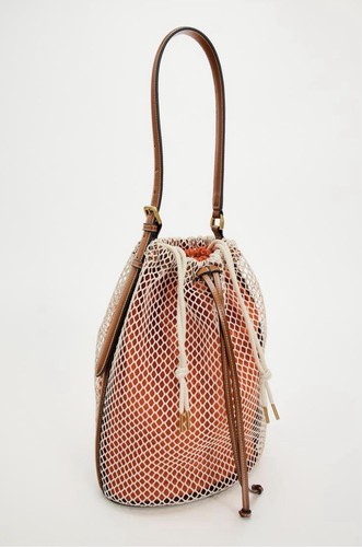 Zara mesh bucket bag cream - bucket, cream/red
