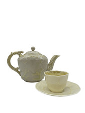 Vintage Belleek Shell Teapot, Teacup, and Saucer Set Ca 1965-1981